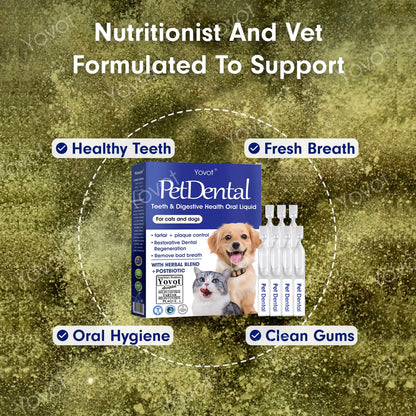 [Official Store] Yovot® Pet Dental & Digestive Health Oral Liquid – Freshen Breath, Remove Tartar & Promote gum regeneration, stabilize teeth (for Cats & Dogs)  – Save 80% Today!