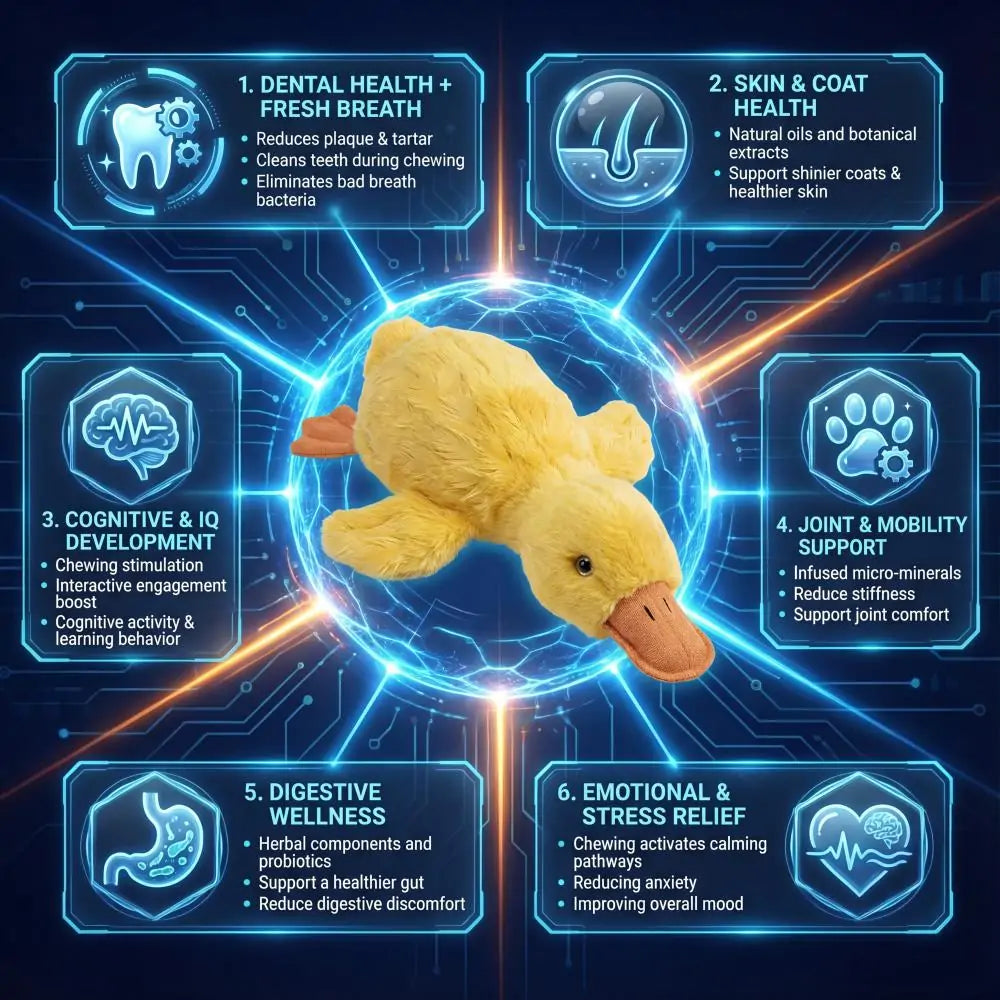 [Official USA Store] ZUEET® 6-in-1 Pet Wellness Companion Duck – A 6-in-1 wellness duck that supports teeth, skin, joints, digestion, intelligence and emotional balance.